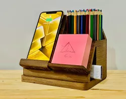 Phone Docking Station with Wireless Charger and Pencil Holder