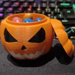 Pumpkin candy box with interlocking cap