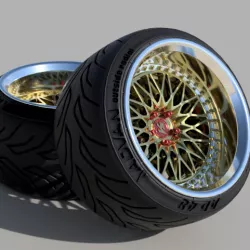 WORK VS XV RIMS with HI detailed ADVAN tires for diecast and scale models