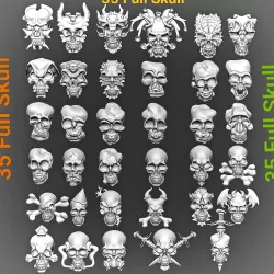 35 Full Skull , Alien type Skull, funny skull,normal expression skull