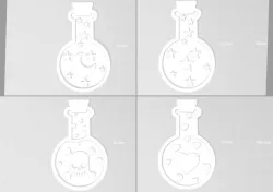 4 Potion Bottles, 2D Wall Art, Death Potion, Mana Potion, Love Potion, Sleep Potion, STL and SVG, Magic, Spells, Halloween