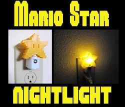 8-bit Mario Star Night Light, Original Super Mario Themed Yellow Pixel Star LED light with Auto On/Off