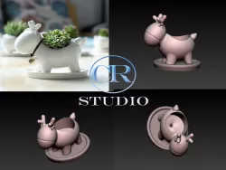 artistic reindeer pot