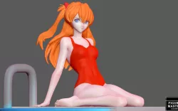ASUKA SWIMSUIT EVANGELION SEXY GIRL STATUE CUTE PRETTY ANIME 3D PRINT