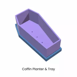 Coffin Shaped Planter Box | 2 Pieces |  6in x 3in | Succulent Pot | Halloween Decor