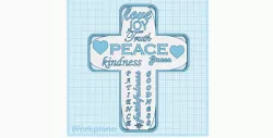Cross with Fruits of the Spirit, Christians Crossword wall spiritual decor, fridge magnet, keychain