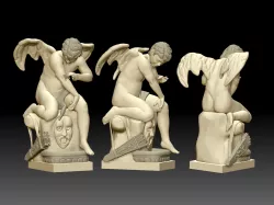 Cupid statue with butterfly