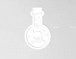 Death Potion 2D Wall Art, STL and SVG, Potion Bottle with Skull and Crossbones,
