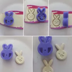 Easter theme (Bunny Head) Clay imprint earring cutter plus stamp