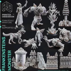 Frankensteins Monster - Pack of 14 models - PRESUPPORTED - Halloween - 32mm scale