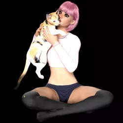 GIRL PLAY WITH CAT 3