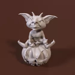 Halloween pumpkin and goblin