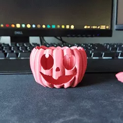 JACK-O-LANTERN TEA LIGHT LED CANDLE HOLDER / BUCKET - PRE-SUPPORTED V5