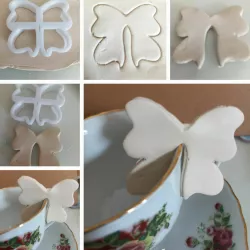 Joyful Christmas gift ribbon teacup hugger outline cookie cutter