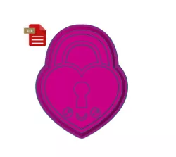 Kawaii Heart Lock Cookie Cutter and Stamp STL FILE
