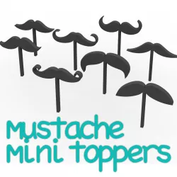 PACK 8 moustache toppers - father's day, gentleman's day - formal - wedding - beard - cupcake decoration, muffins - 4 cm