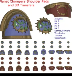 Planet Chompers Space Chappies Shoulder Pads and 3D Transfers - World Eaters
