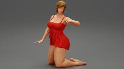 Woman In short and bra Sitting On Knees 3D model 3D printable