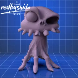 Sir Daniel Fortesque Skull over zombie hand FanArt from Medievil PROP .STL FILE