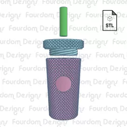Starbucks Studded Tumbler Inspired Keychain with Removable Screw Top Pill Box Square STL File for 3D Printing