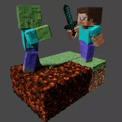 STEVEE VS ZOMBIE - MINE MAGNETIC DIORAMA
