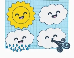 Sun, cloud and rainy and windy clouds