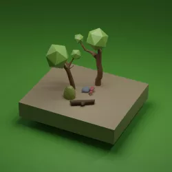 Trees and stones low poly