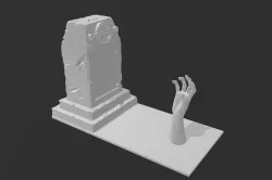 Zombie hand with graveyard planter decoration