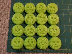 16 Candy Skulls Clay or Play-Doh Stamps