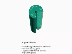 Airgun silencer (long and wider) with UNEF 1/2-28 threads .22 caliber 5.5mm