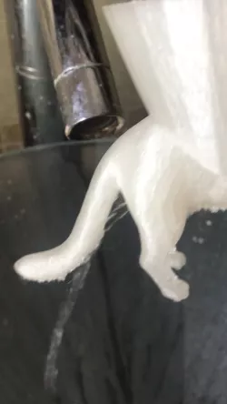 Cat Pot With Water Drainage in a funny Spot, but now with a watering hole in the mouth