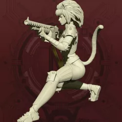 Cyberpunk Catgirl - Crouch Pose