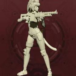 Cyberpunk Catgirl - Firing Pose