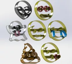 Emoji Cookie Cutters! Poop - Kiss - Wink - Heart Eyes - Alien - Ghost - Laughing