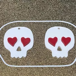 Halloween 2022 skull with heart eyes pendant | earrings | jewelry