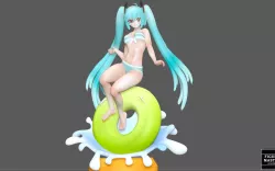 hatsune MIKU SWIM SUIT CUTE PRETTY GIRL ANIME CHARACTER