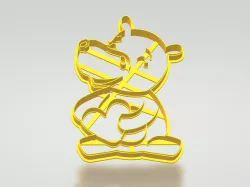 Hippo with heart cookie cutter +DXF