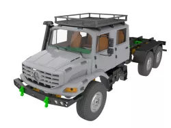 Mercedes Benz Zetros truck crew cab and chassis STL 3D print model