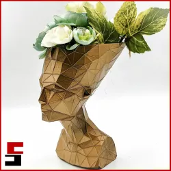 Nefertiti Planter Pot Voronoi Low Poly