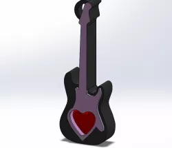 Rotating Heart Guitar Necklace