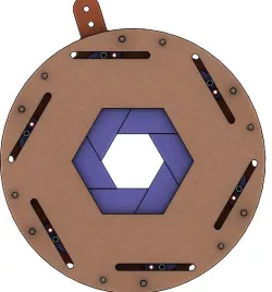 Sliding Mechanical iris-hexagon cutout