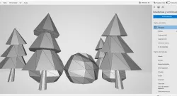 Trees and low poly rocks