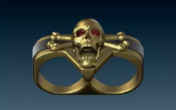 TWO FINGER SKULL RING