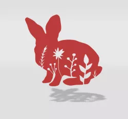 wall decor flower rabbit