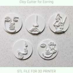Woman Face Line Line Stamp, Clay Cutter Stamp