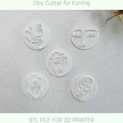 Woman Face Line Stamp, Clay Cutter Stamp