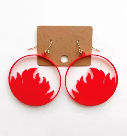 3D Printed Minimalist Fire Flame Earrings | Trendy, Lightweight, Cute, Dangle, Hypoallergenic Jewelry | Women's Accessories