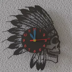 apache skull wall clock