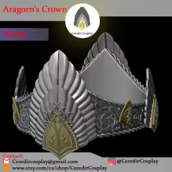 Aragorn Crown/ King Elessar Crown Return of the King 3d digital download