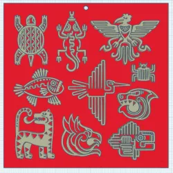 Aztec stylized drawings